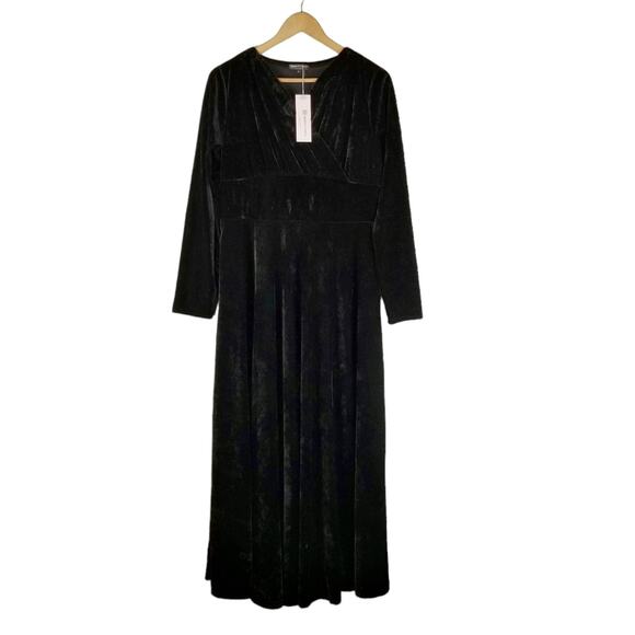 Urban Coco Black Velvet Long Sleeve Maxi Dress Size Medium